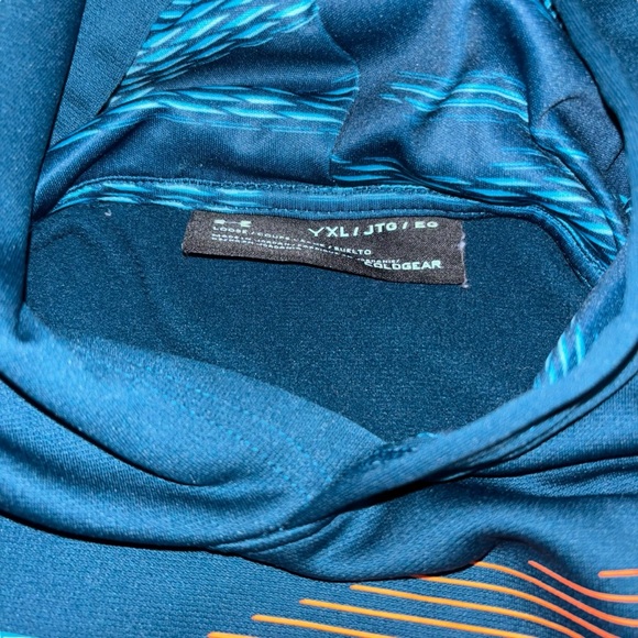 Under Armour ColdGear Fleece Logo Hoodie Gray Boy’s Youth Size YXL - Picture 3 of 5